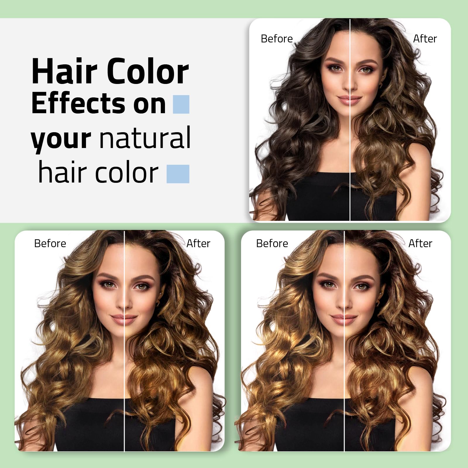 Leorx cabello tras aplicación, tono castaño definido y brillo