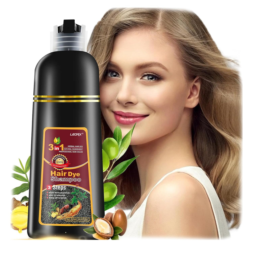 Leorx champú-tinte 3-en-1 en caja, color castaño rápido de lograr