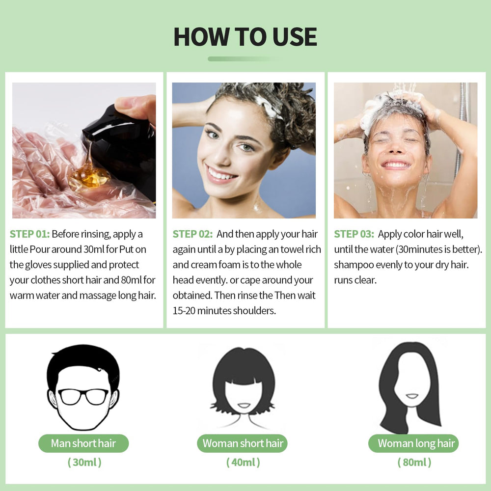 Leorx damage-protecting coloring shampoo in use on hair