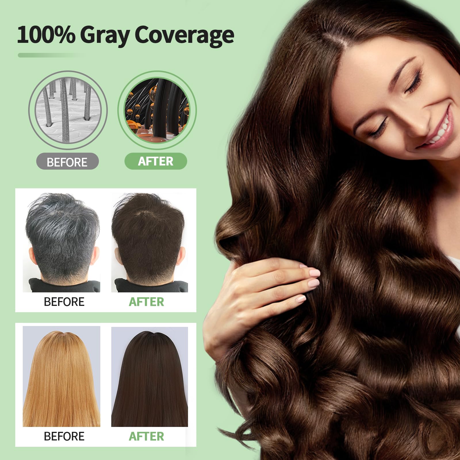 Leorx foam being evenly applied to hair for uniform color coverage.