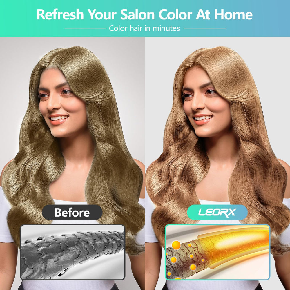 Application scene at home with Leorx 3-in-1 dye and conditioner