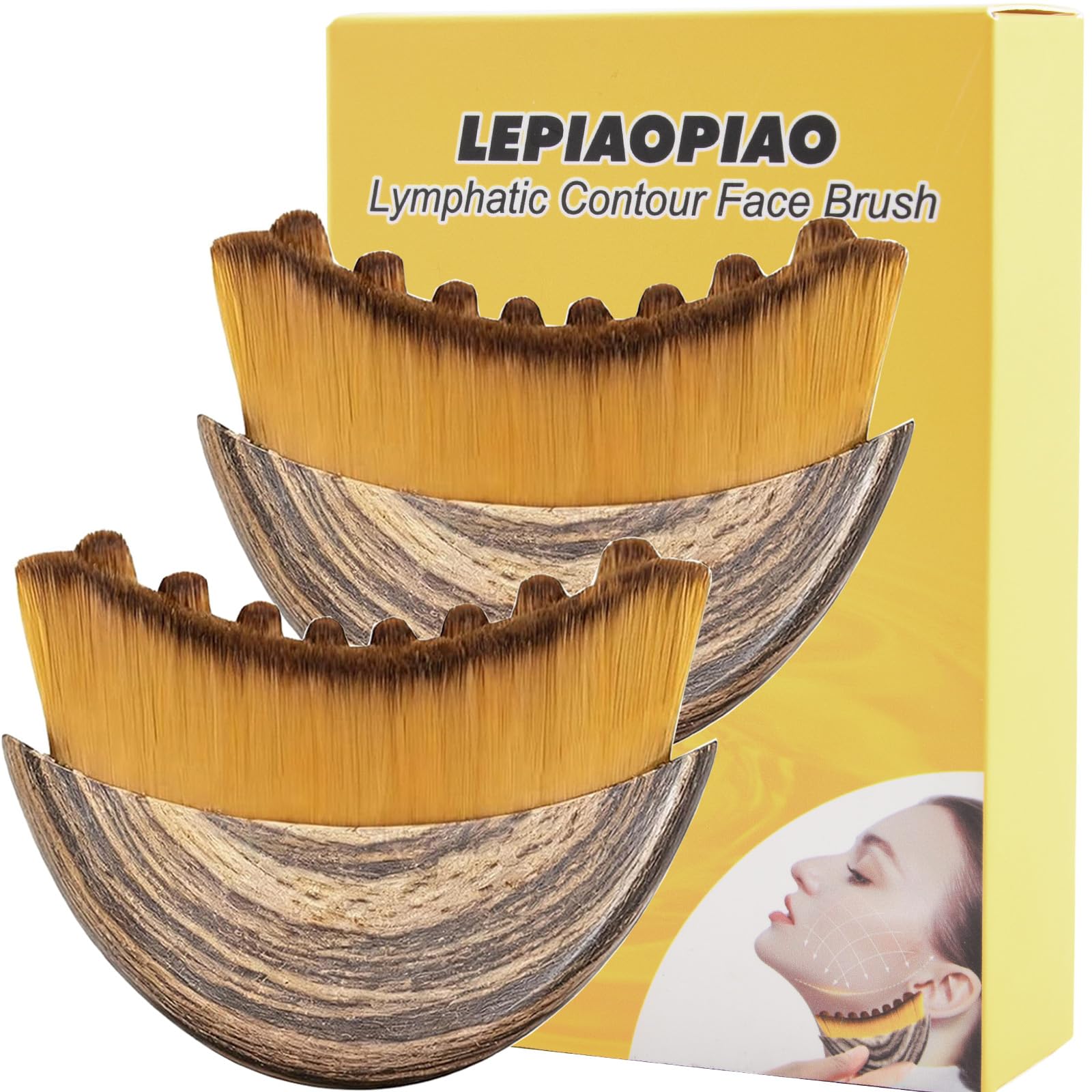 LEPIAOPIAO lymphatic contour brush pair for at-home facial drainage