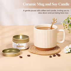 Lepiche ceramic mug with spoon set for relaxing beverages.