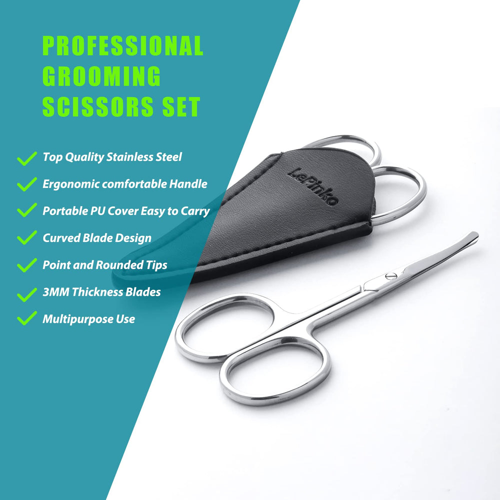 LePinko curved safety-tip clippers ideal for precise eyebrow shaping