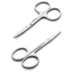 LePinko curved safety-tip facial scissors for precise trimming on curves.