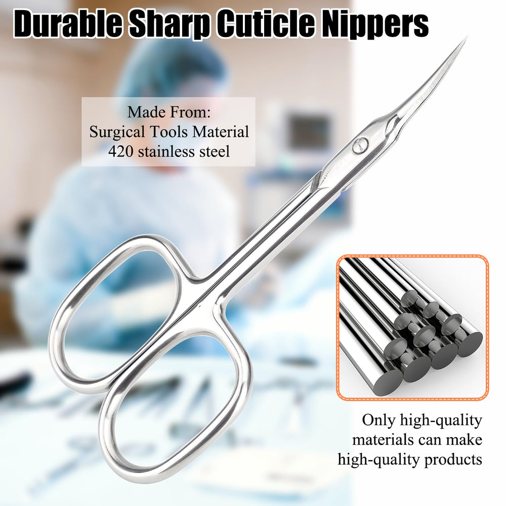 LePinko Cuticle Scissors curved blades enable precise trimming from angles