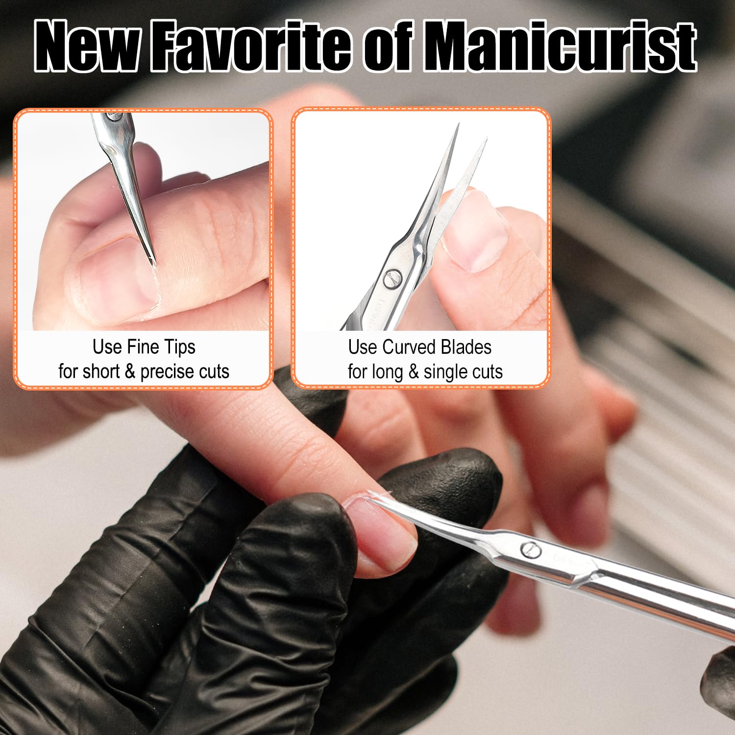 LePinko Cuticle Scissors sharp blades provide clean professional-looking nails