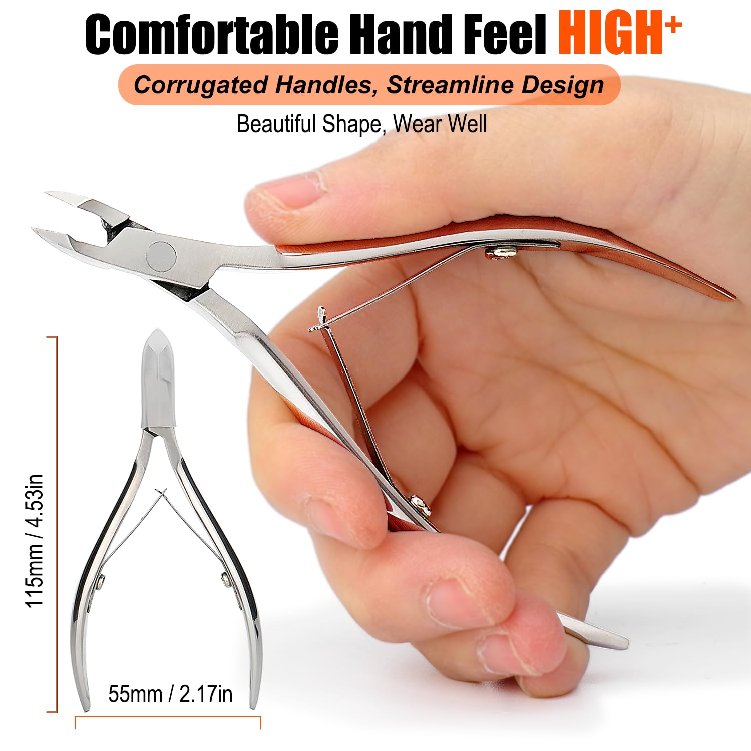 LePinko 20-degree angled jaw design improves visibility during trimming.
