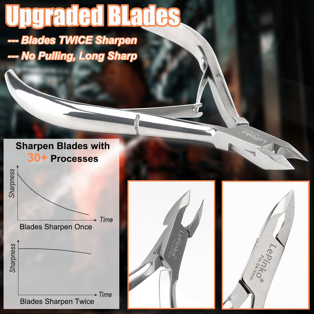 LePinko cuticle trimmer 5mm jaw angled for neat lines.