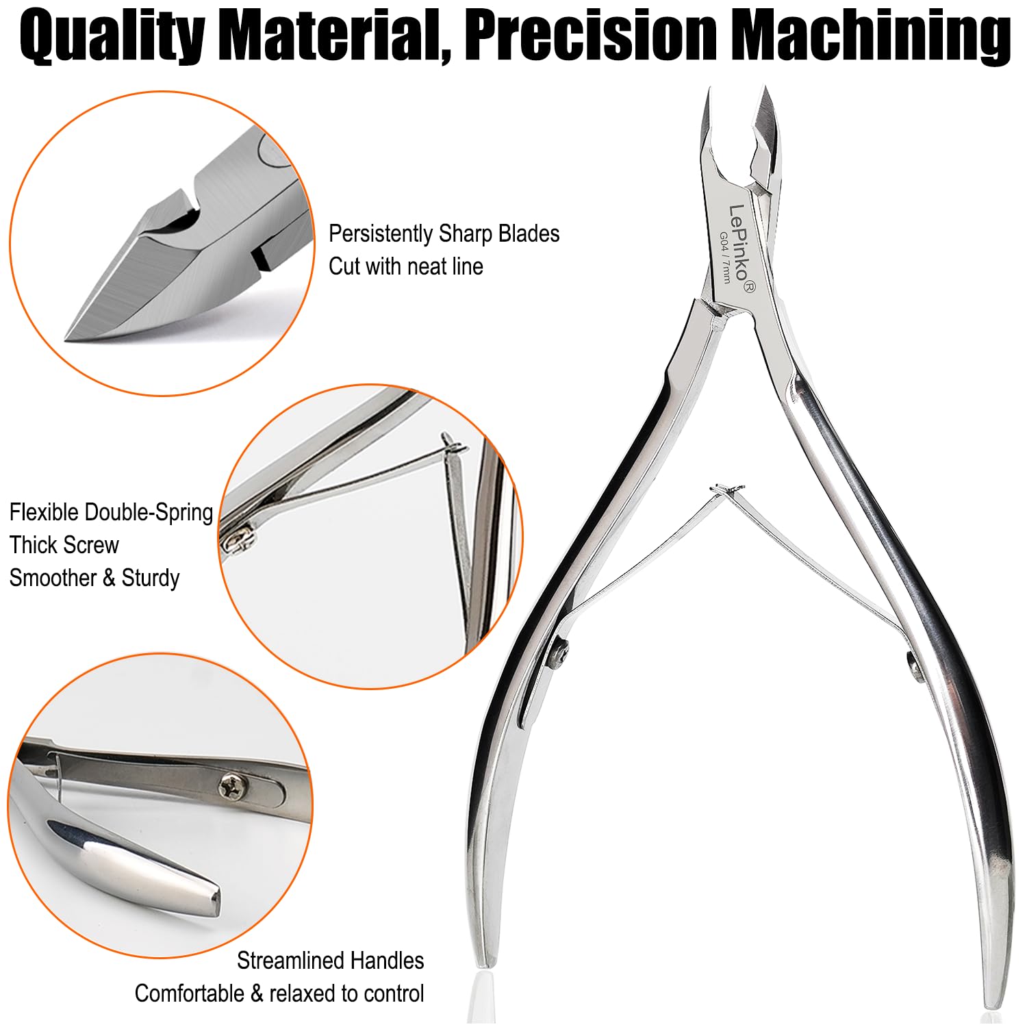 LePinko Cuticle Trimmer ergonomic handle in hand for comfortable long use.