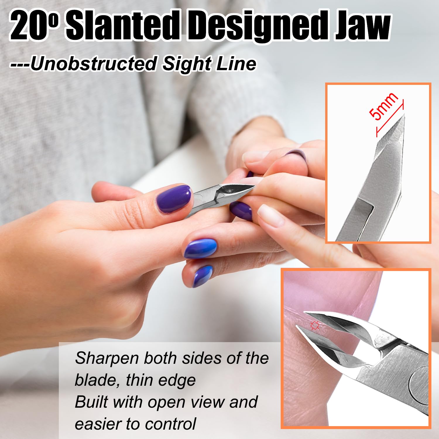 LePinko cuticle trimmer ergonomic handle for comfortable grip.