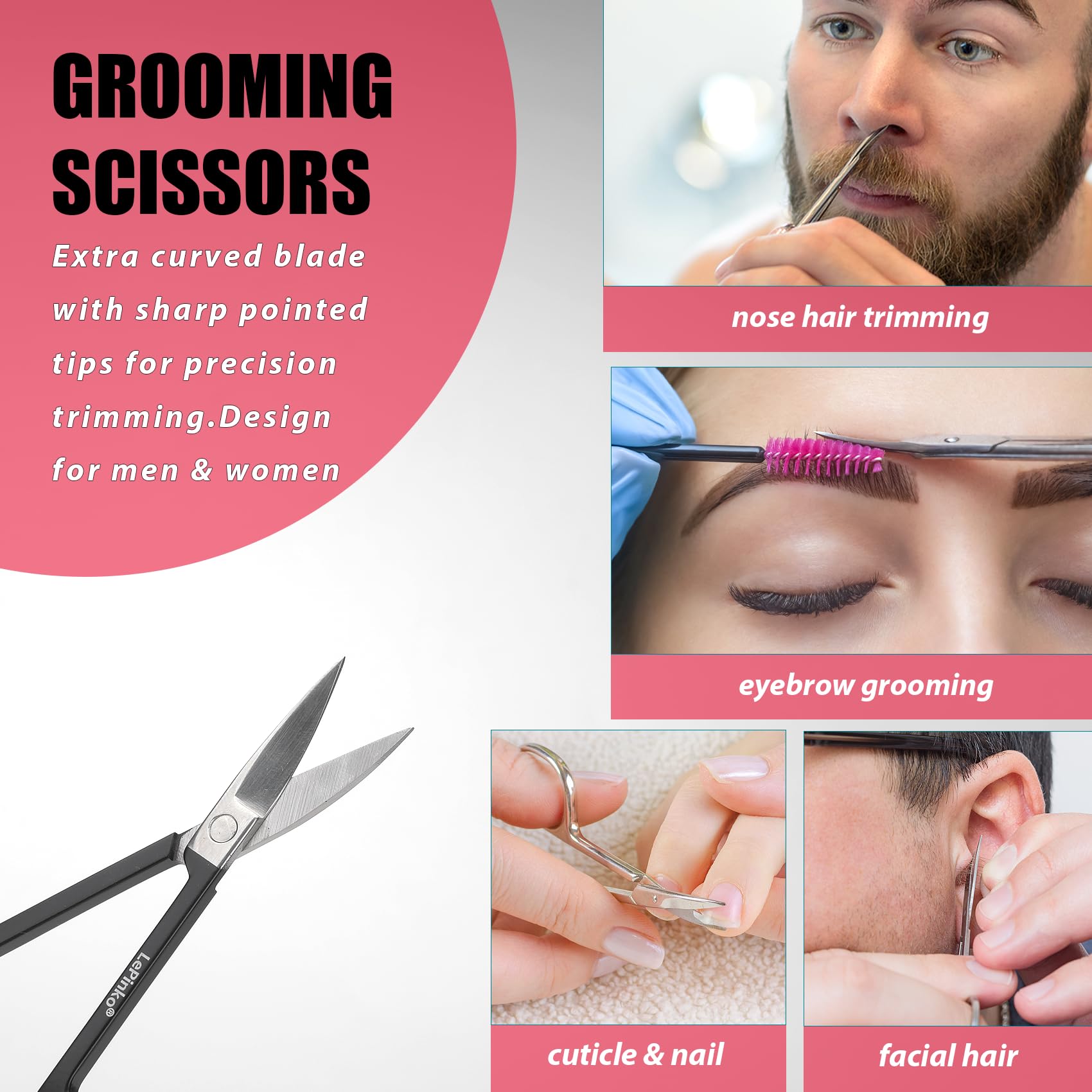 LePinko facial grooming scissors for meticulous facial hair grooming
