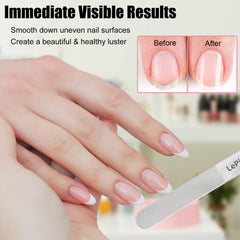 LePinko Nano Glass Nail Shiner Kit in use, shaping natural nails gently