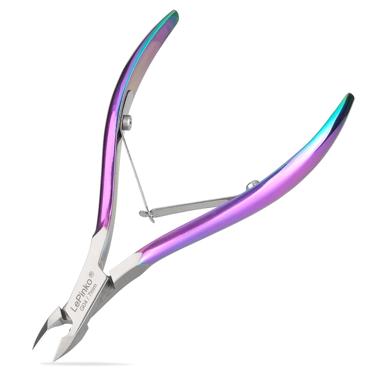 LePinko professional cuticle trimmer kit with rainbow color for precise nail care at home.