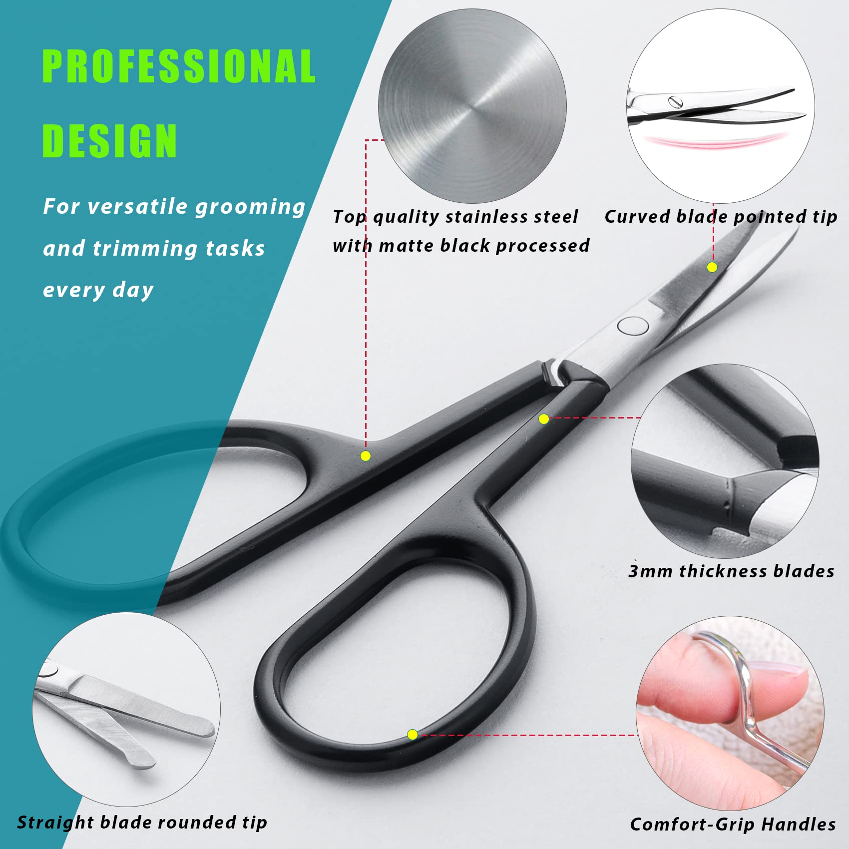 Two scissors in one cover for versatile grooming at home or on travel.