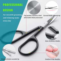 Two scissors in one cover for versatile grooming at home or on travel.
