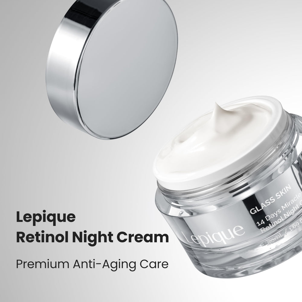 Lepique Night Cream neck-application shows multi-area care with firming potential.
