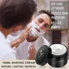 LEPONIX shaving bowl in stainless steel ensures quick, rich lather.