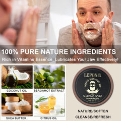 LEPONIX shaving cream sandalwood creates a creamy, long-lasting slick for easy shave.