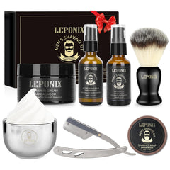 LEPONIX mens shaving kit straight razor for a close, comfortable shave