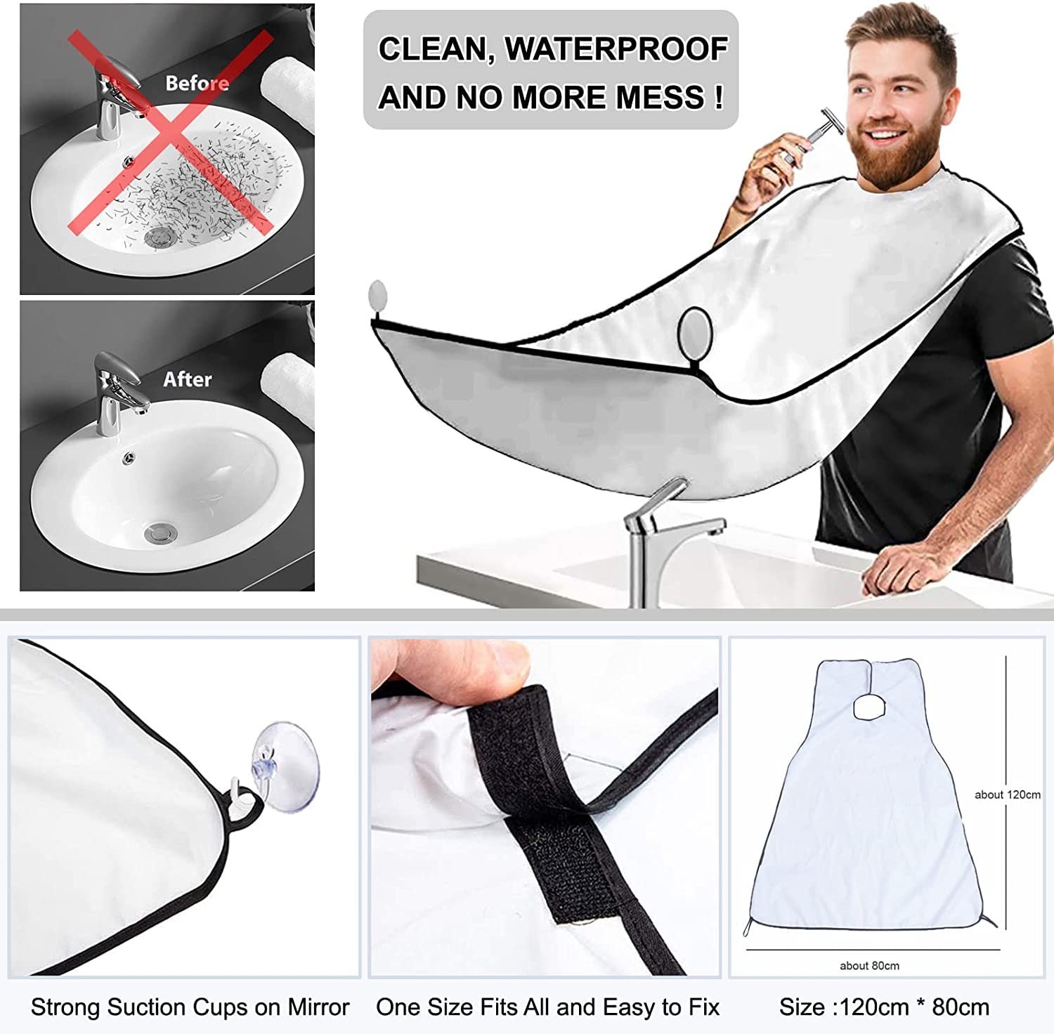 LEPONIX shaving apron bib protects clothes during shave