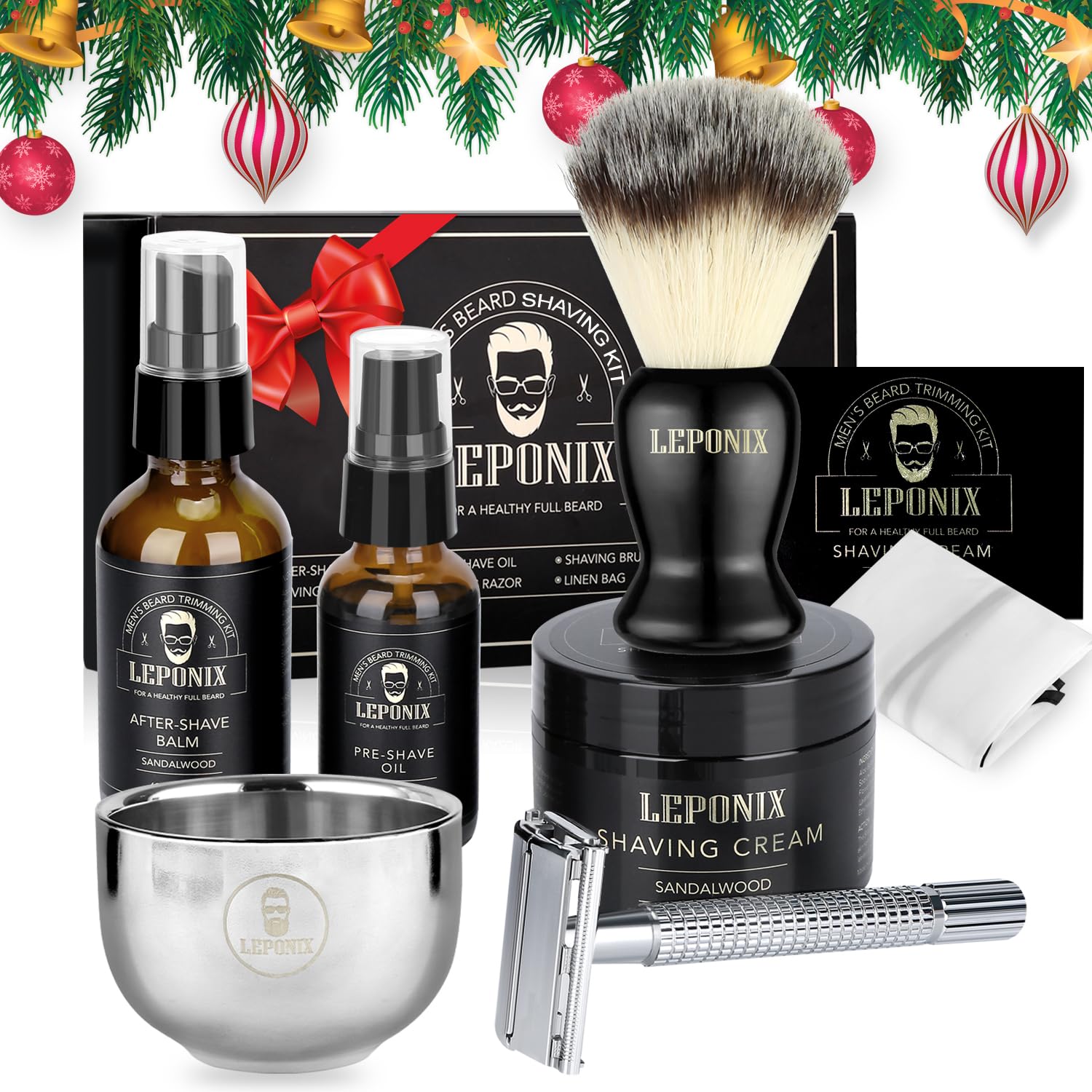 LEPONIX shaving kit brush and bowl ready to build rich lather
