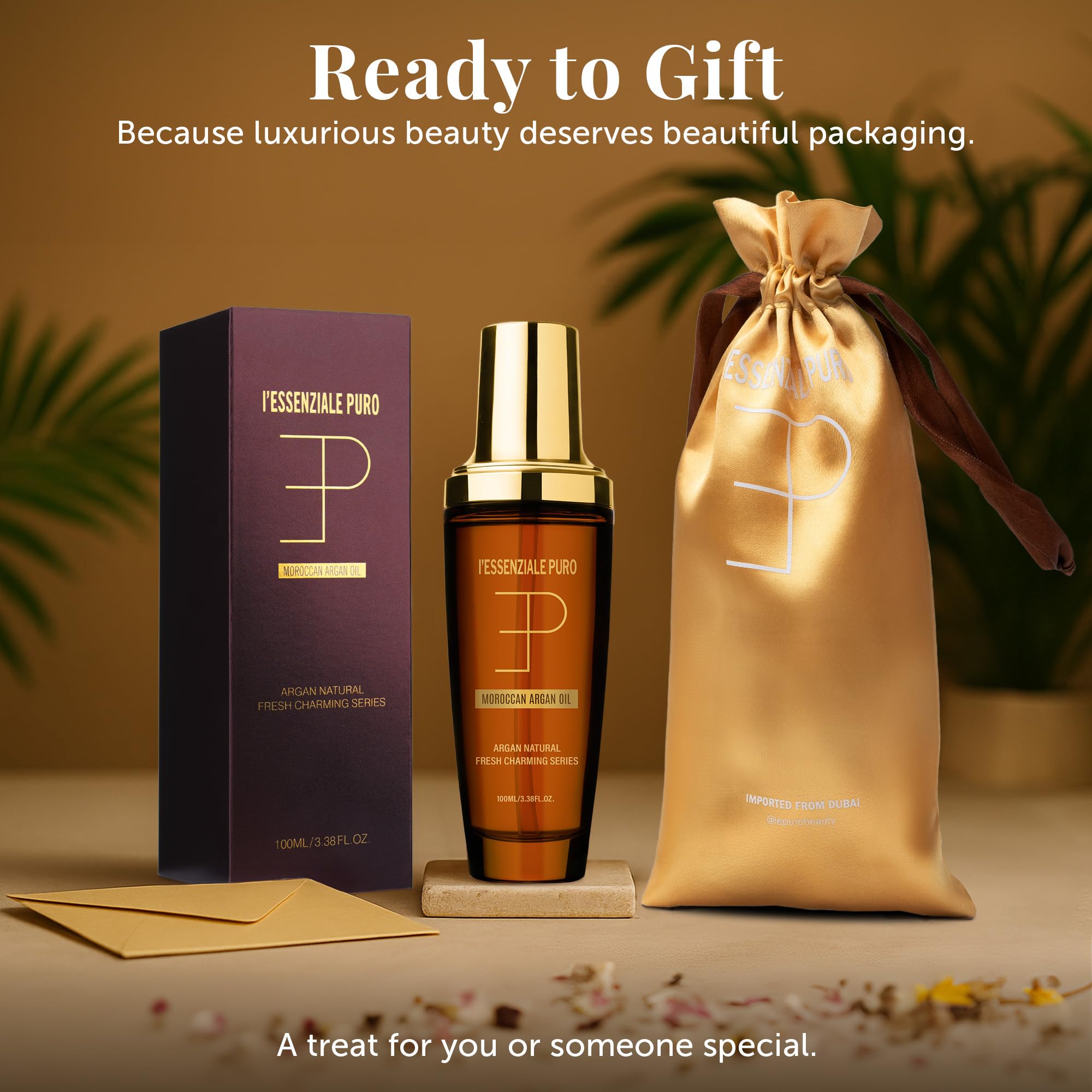 Elegant packaging highlighting premium Dubai origin