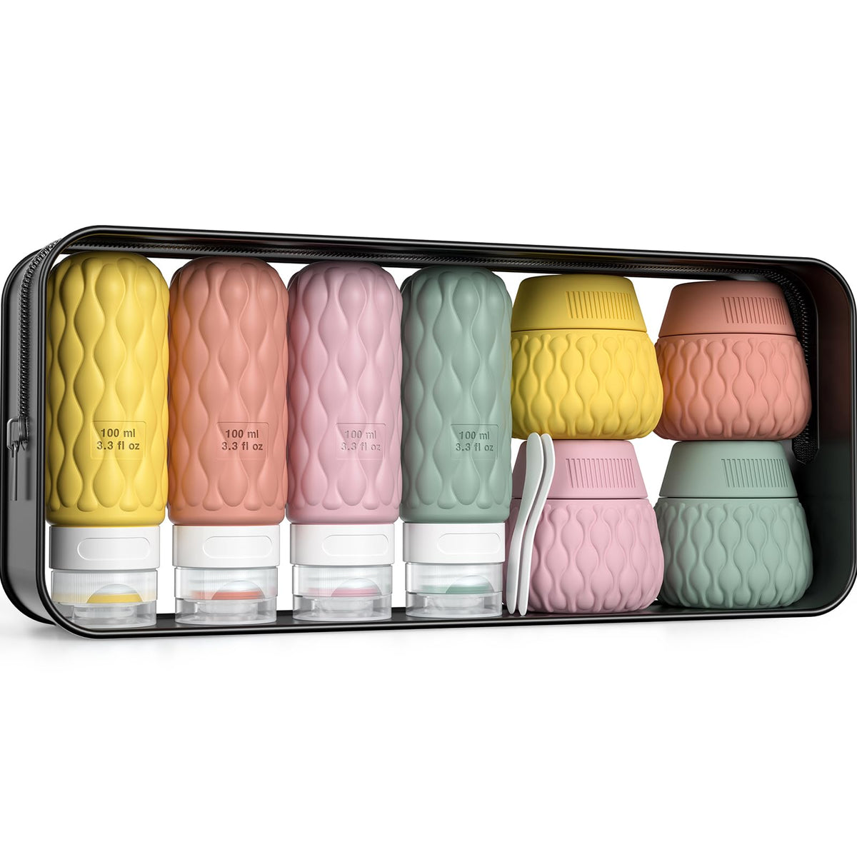 Lericttor silicone travel bottles 100ml set for easy on-the-go shampoo and conditioner storage
