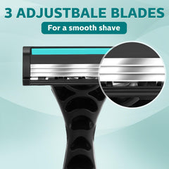 Leriton 3-blade head razor for a close, smooth shave.