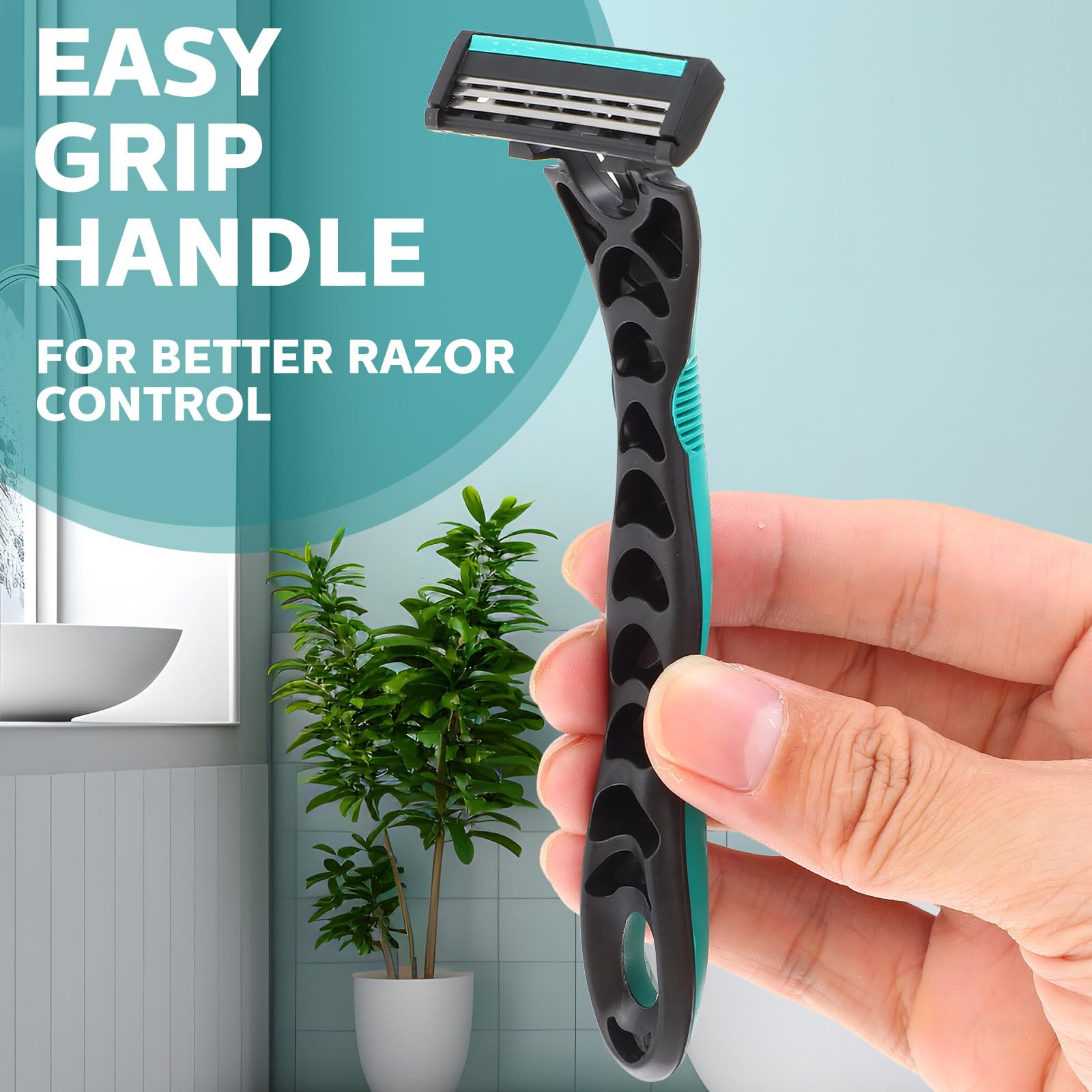 Leriton ergonomic rubber-handle provides a secure grip during shaving.