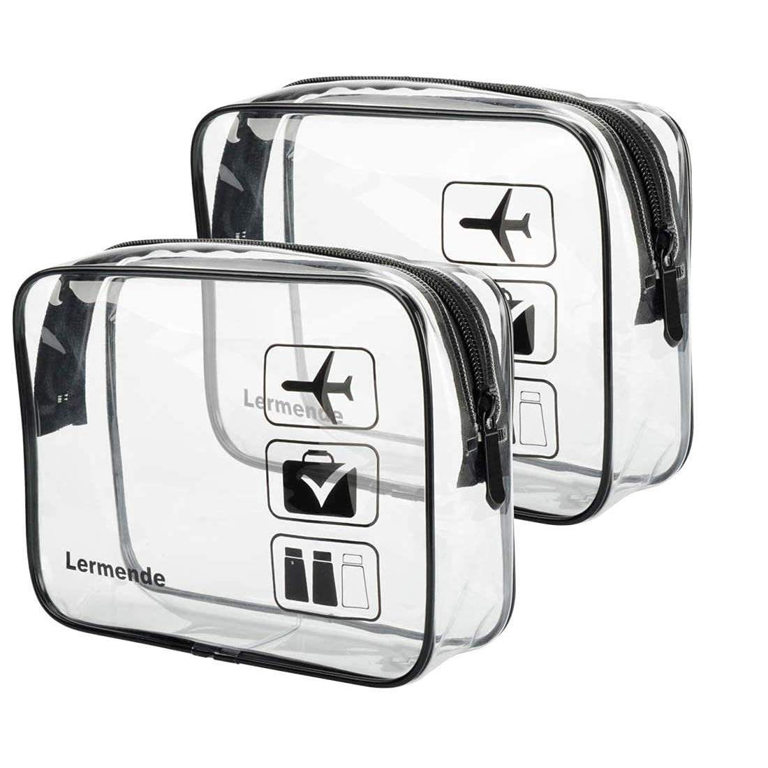 Lermende clear toiletry bag front view showing quart-size transparency for quick airport access