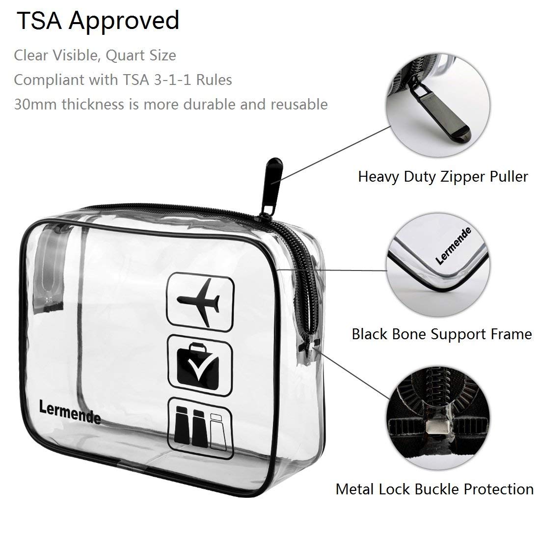 Lermende clear toiletry bag waterproof design prevents leaks during travel