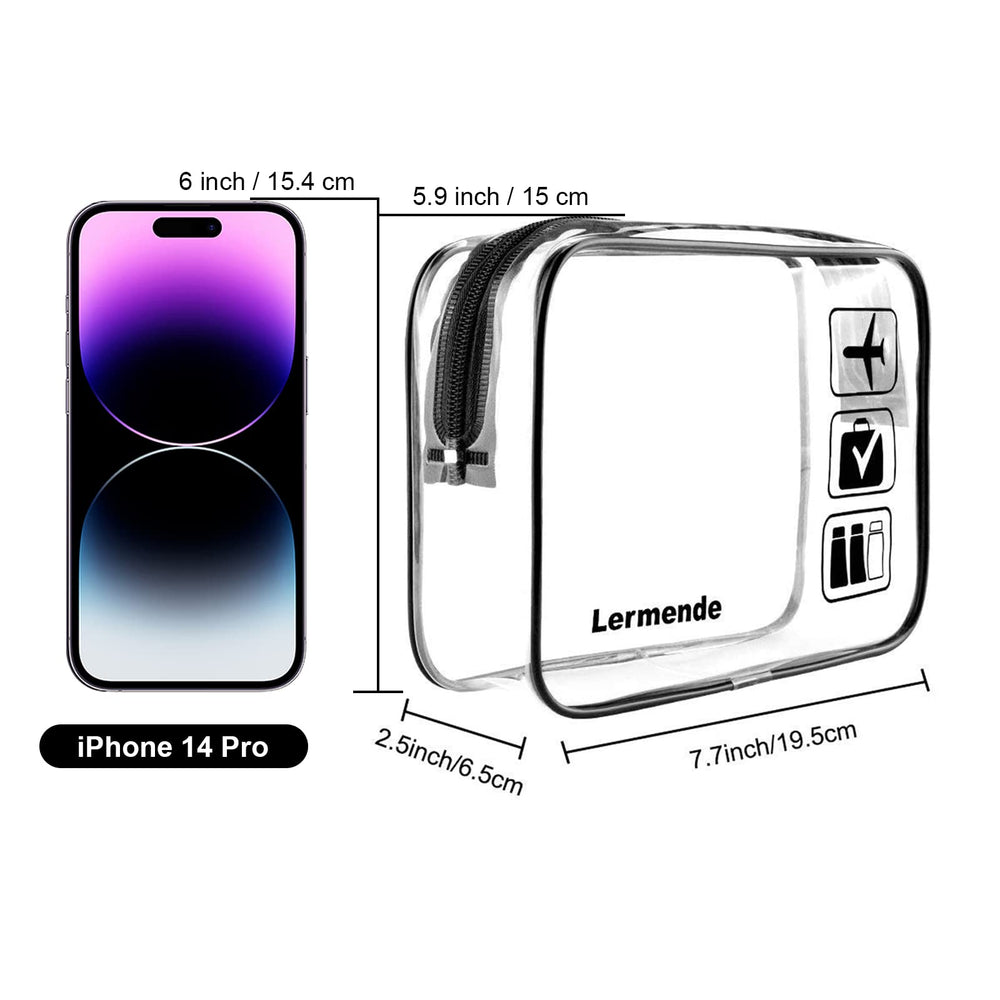 Lermende clear toiletry bag zipper detail highlighting durable opening