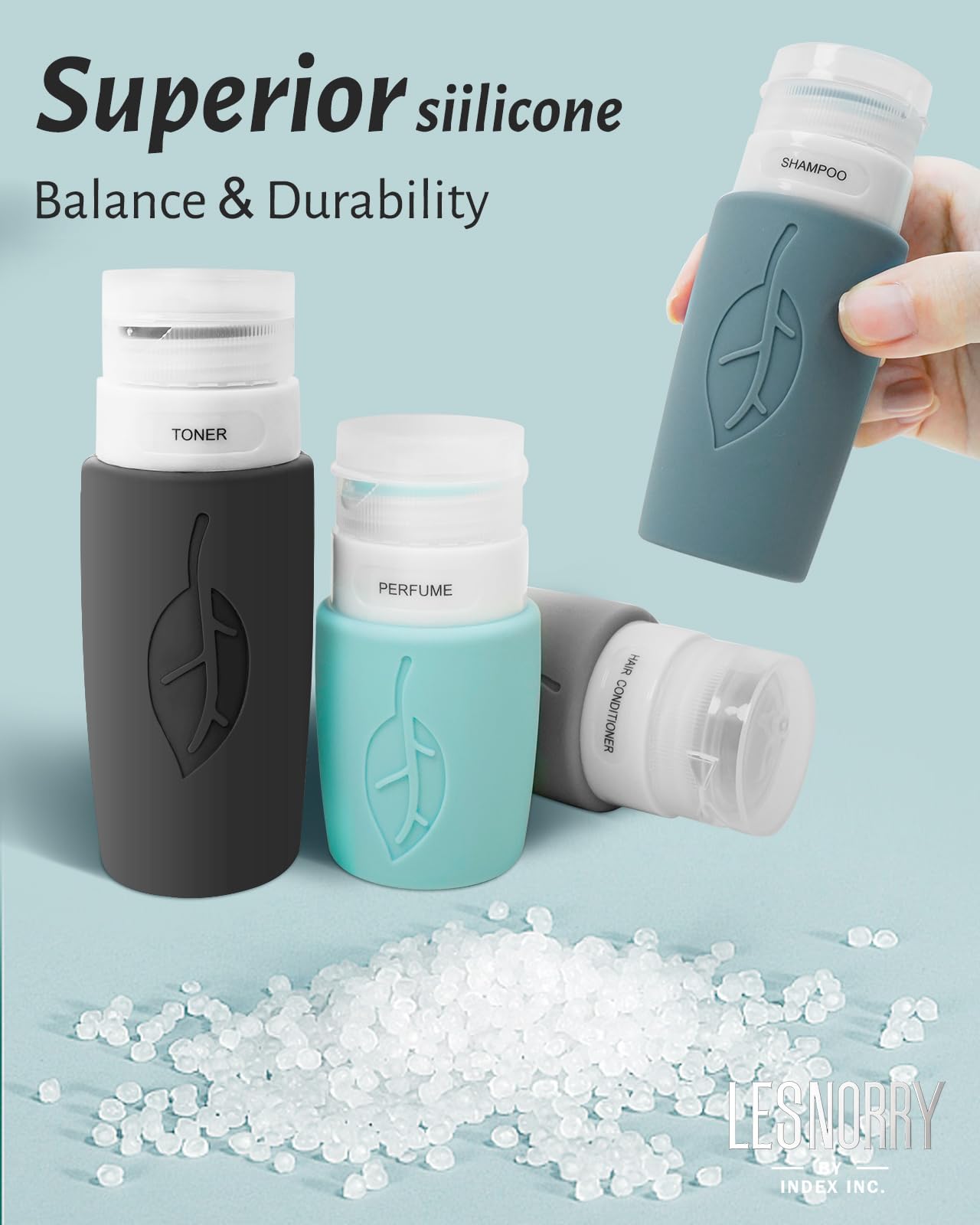Lesnorry 3oz bottles showcase durable silicone and leak-proof performance.