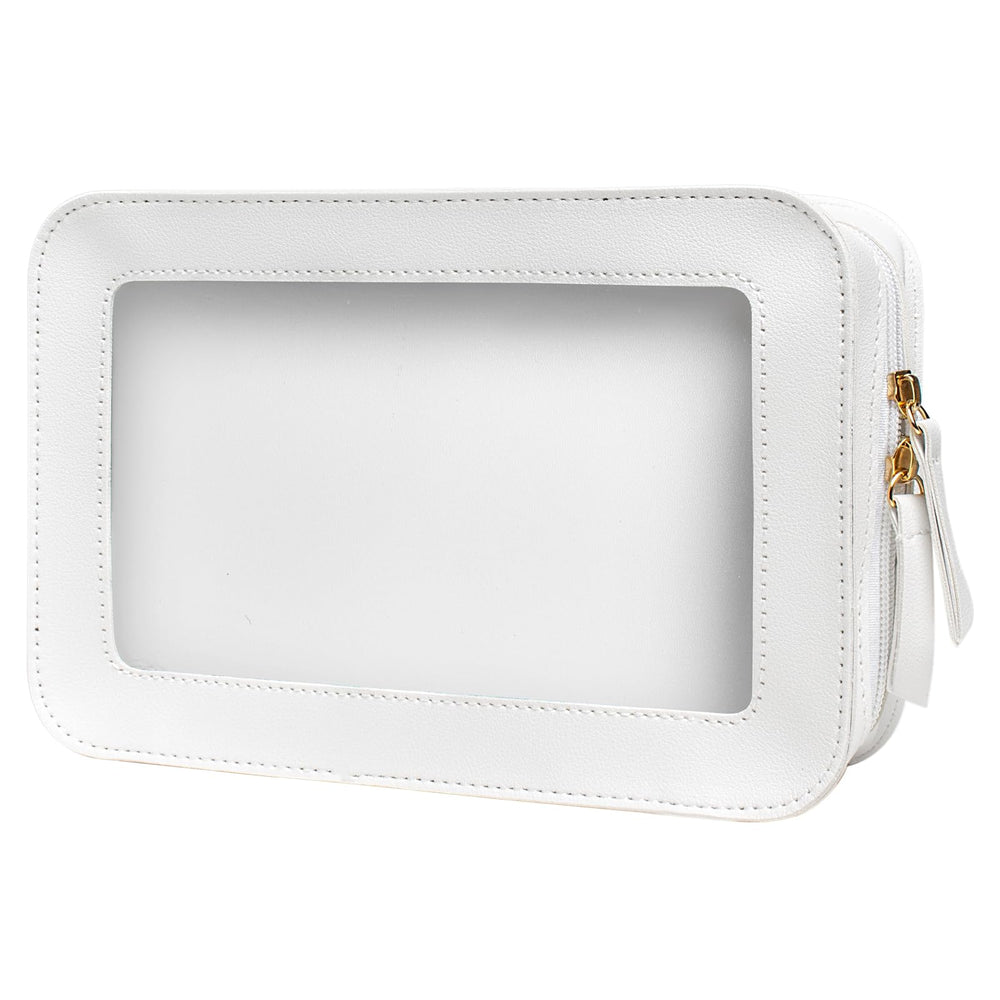 LETGO clear makeup bag front view – travel-ready transparency for quick access.