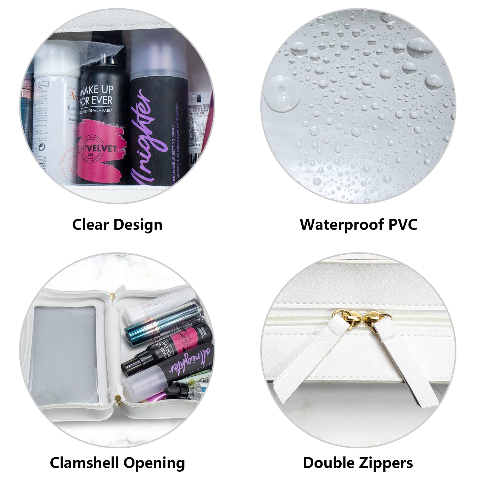 LETGO clear makeup bag in suitcase – TSA-friendly organization on the go.