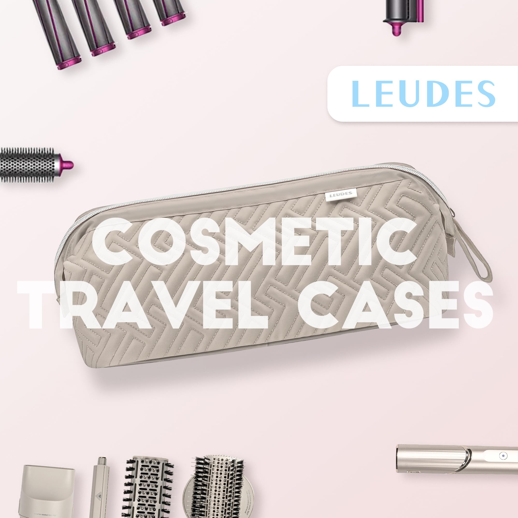 Leudes travel bag camel wide opening for quick access