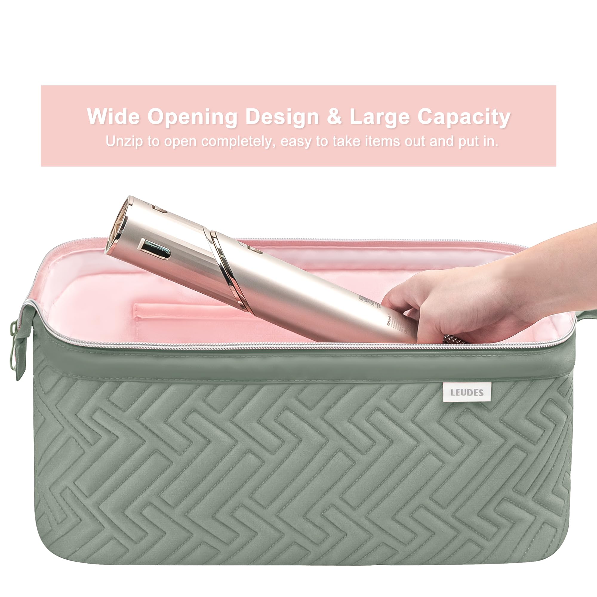 Leudes interior padding shields wand and dryer during transport.