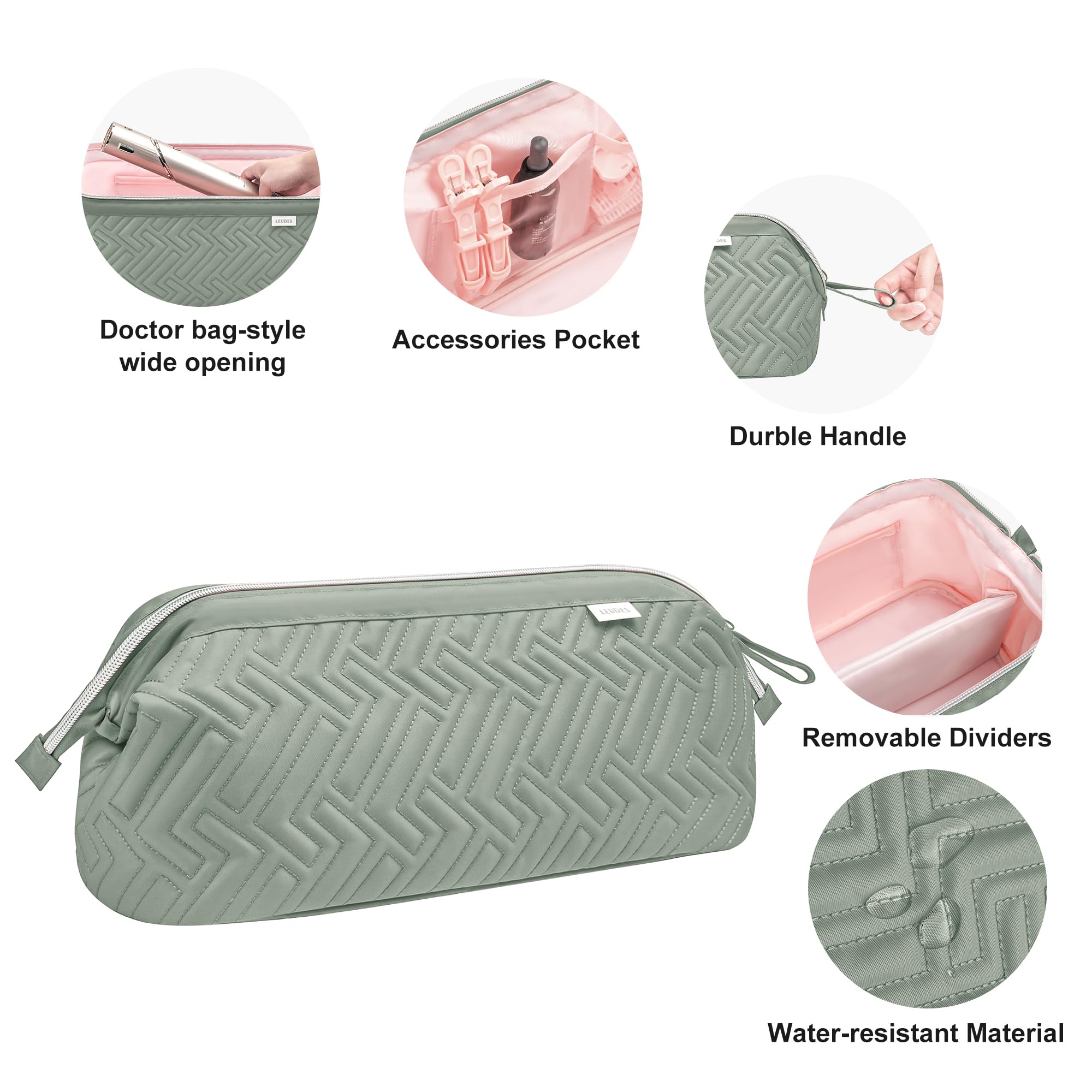 Leudes nylon material is water-resistant and lightweight for travel.