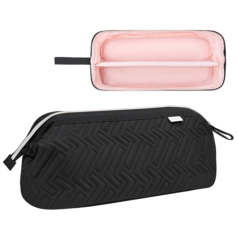 Leudes travel bag wide-opening design enables quick access to styling tools.