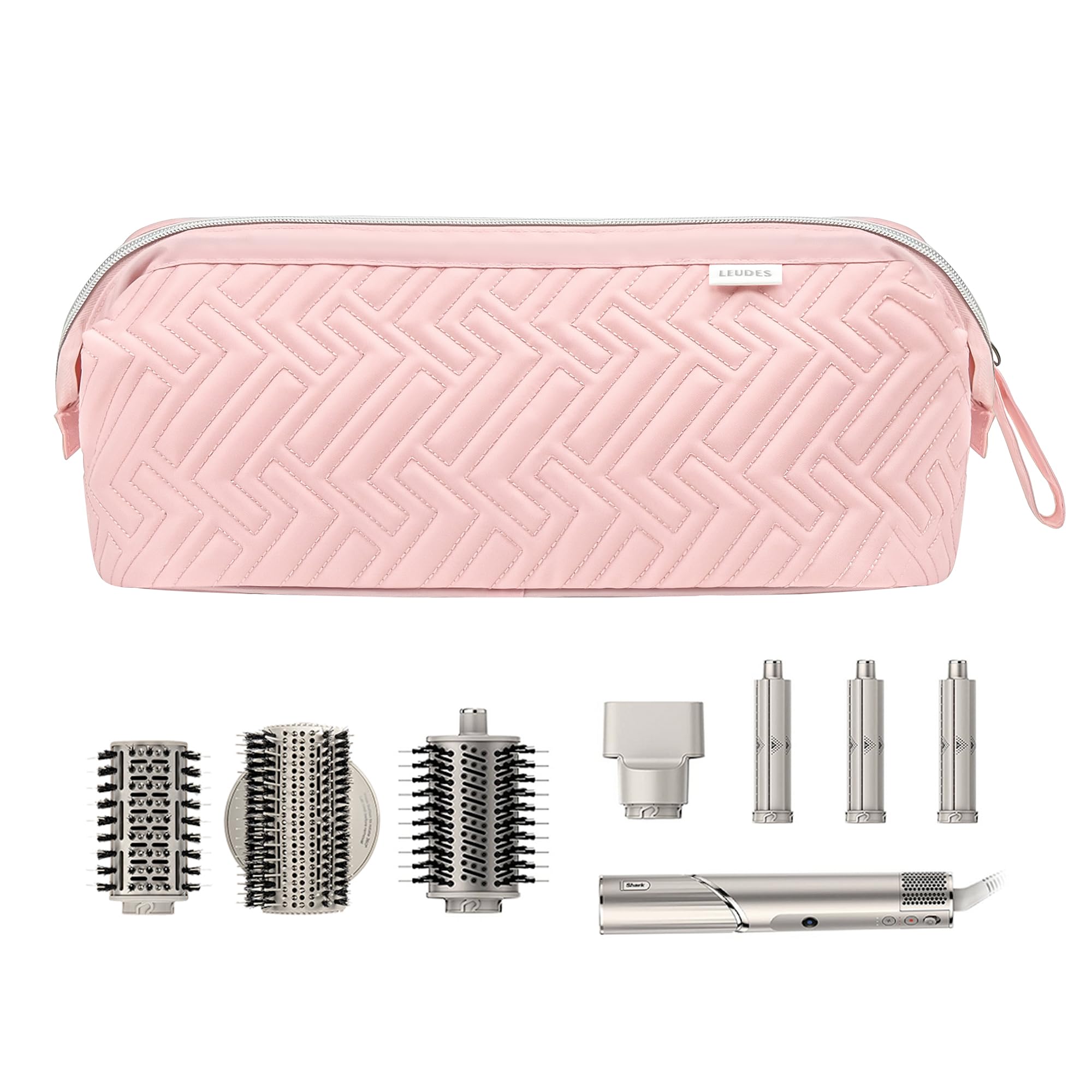 Lightweight pink travel bag ideal for hanging and portability.