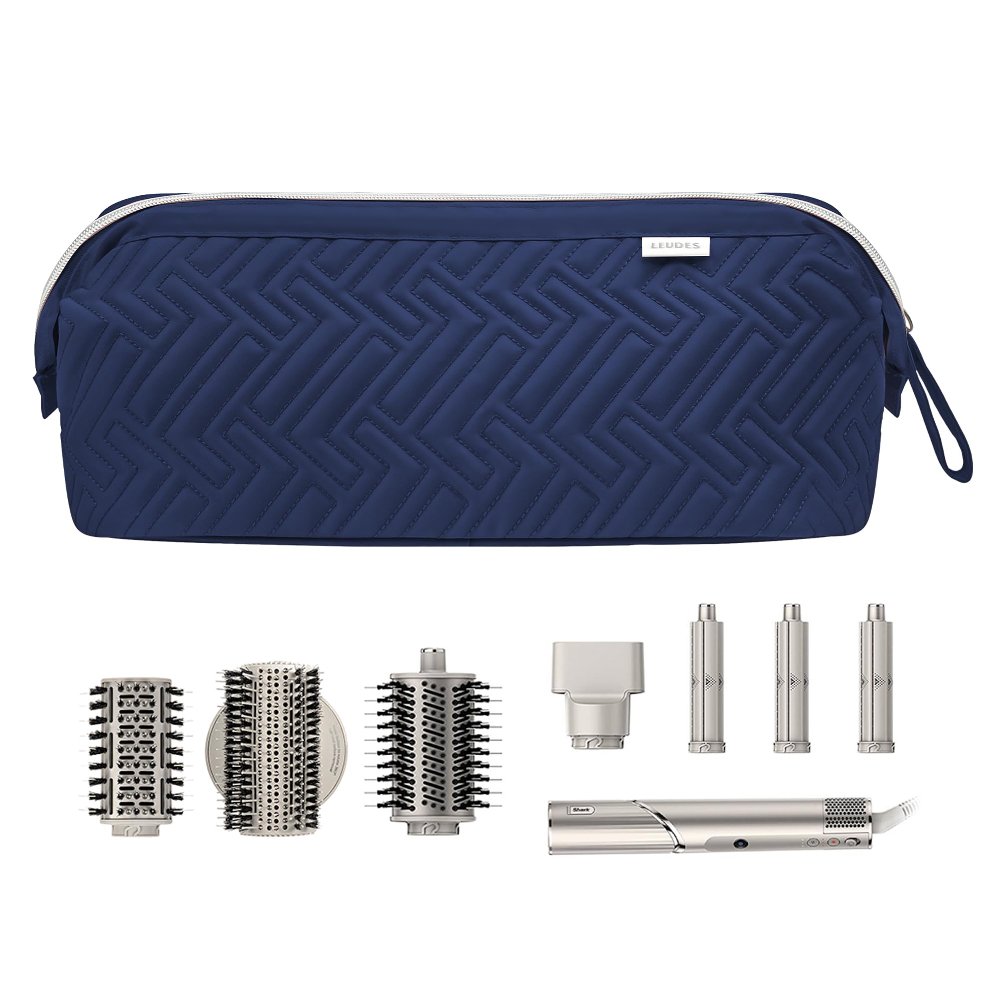 Leudes padded interior divider cushions curling wand and dryer attachments during transit