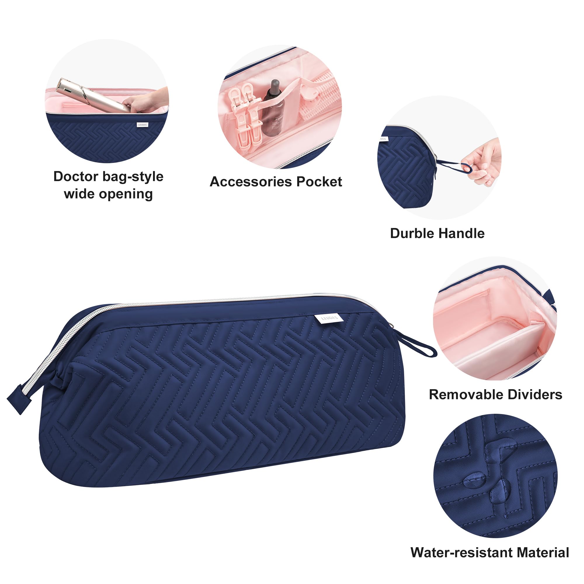 Leudes water-resistant nylon construction protects contents in travel or storage
