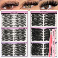 Leurforu lash clusters kit 530pcs showcasing compact lashes for full-volume looks.