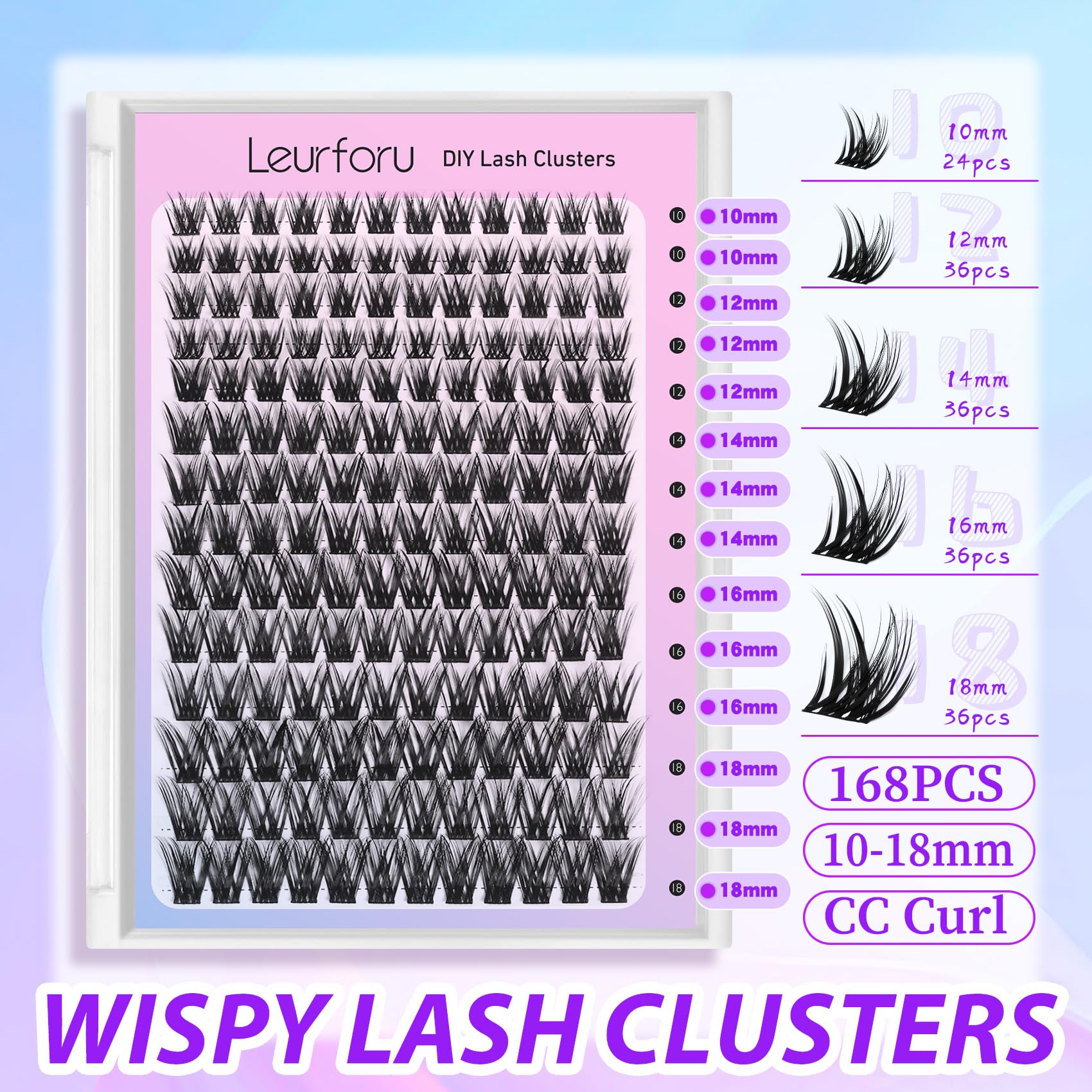 Leurforu lash clusters natural curl to blend with real lashes.