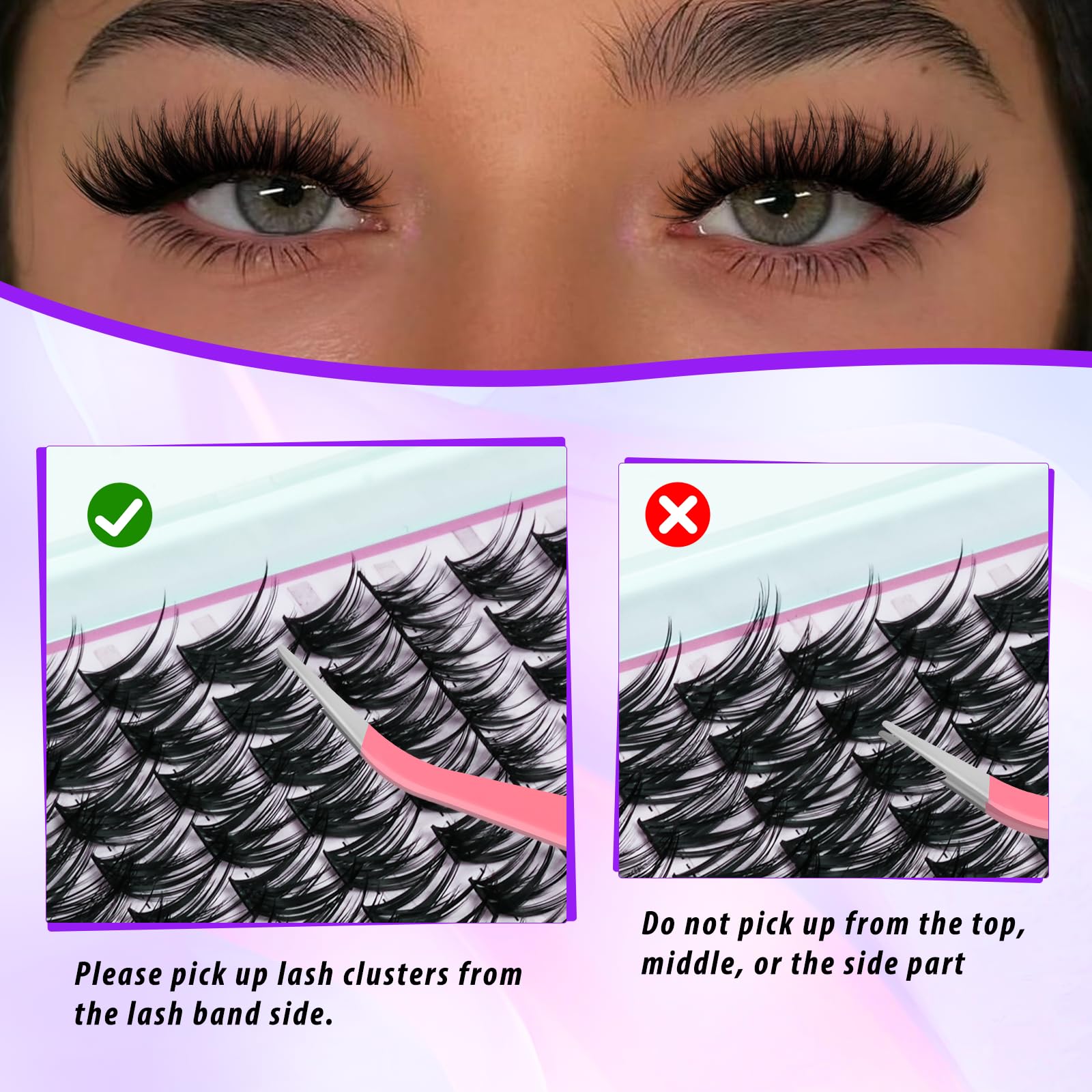 Leurforu waterproof lash clusters provide long-lasting wear.