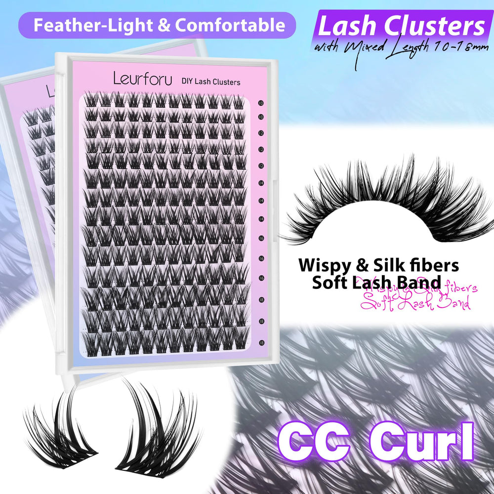 Leurforu wispy lash clusters cat-eye look for added drama.