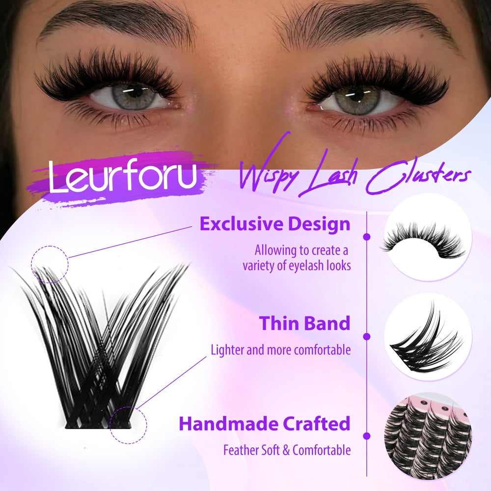 Leurforu wispy lash clusters round-eye look for a softer gaze.