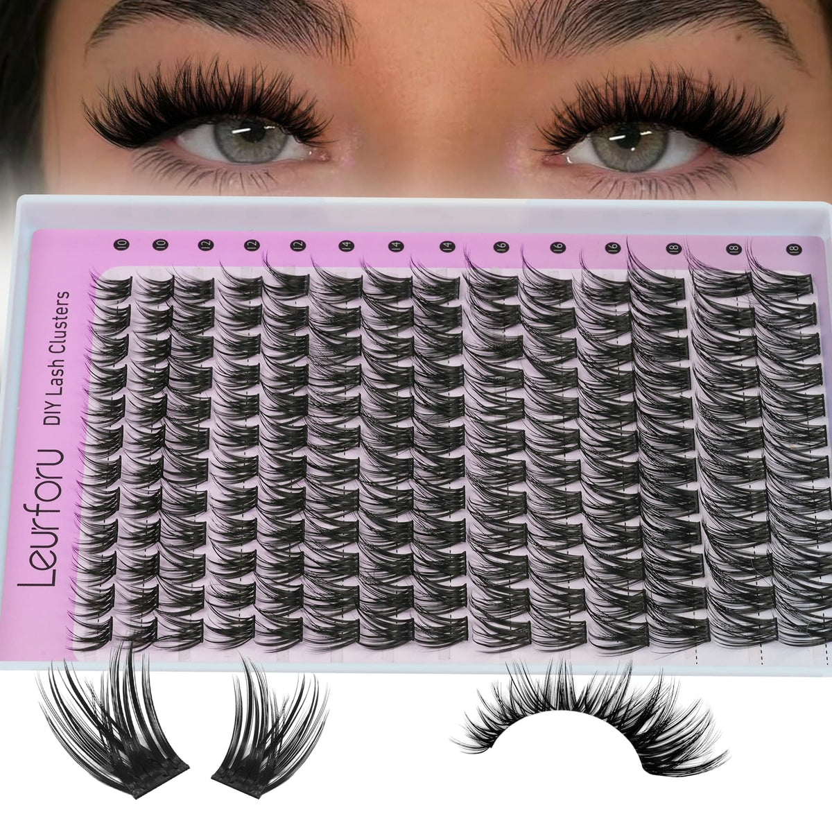 Leurforu wispy lash clusters with soft band for natural daily volume.