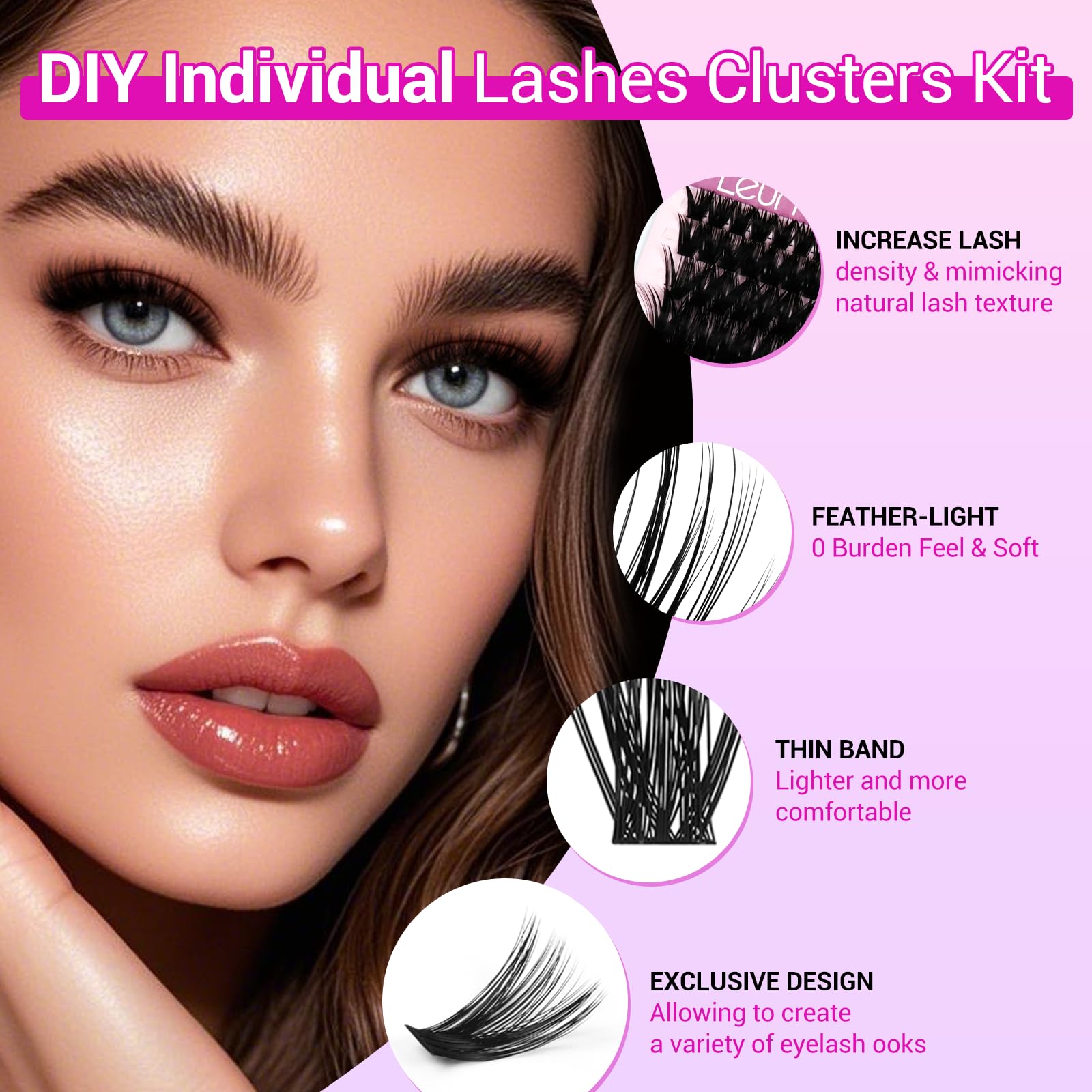 Wispy clusters support multiple styles from cat-eye to round.